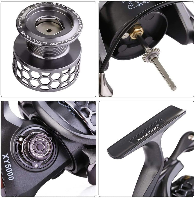 Sougayilang Angelrolle 13 + 1BB leicht, ultra-glatt, Aluminium-Spinnrolle mit gratis Ersatz-Graphits
