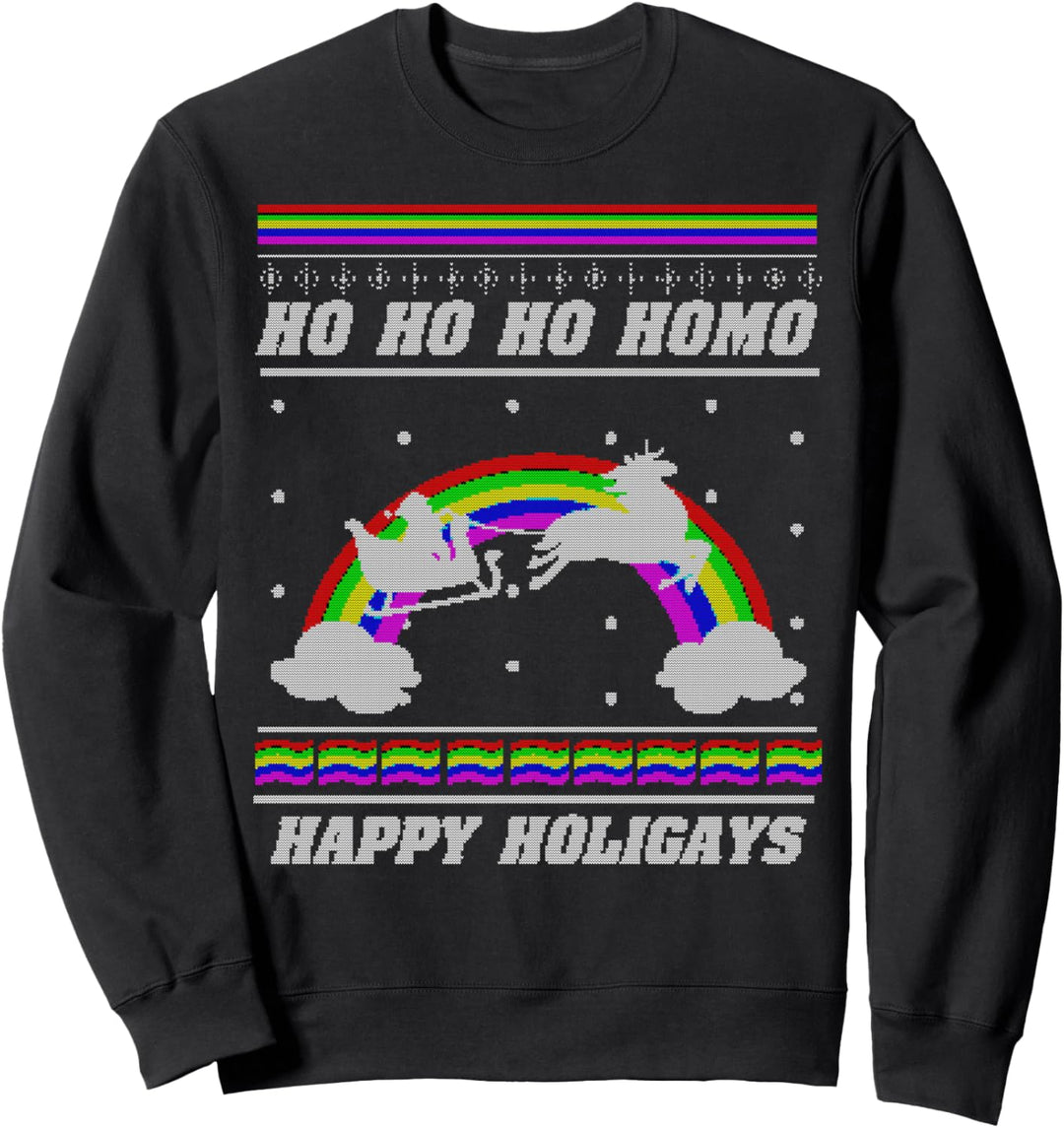 Ho Ho Ho Homo Happy Holigays LGBT Ugly Christmas Sweater Sweatshirt