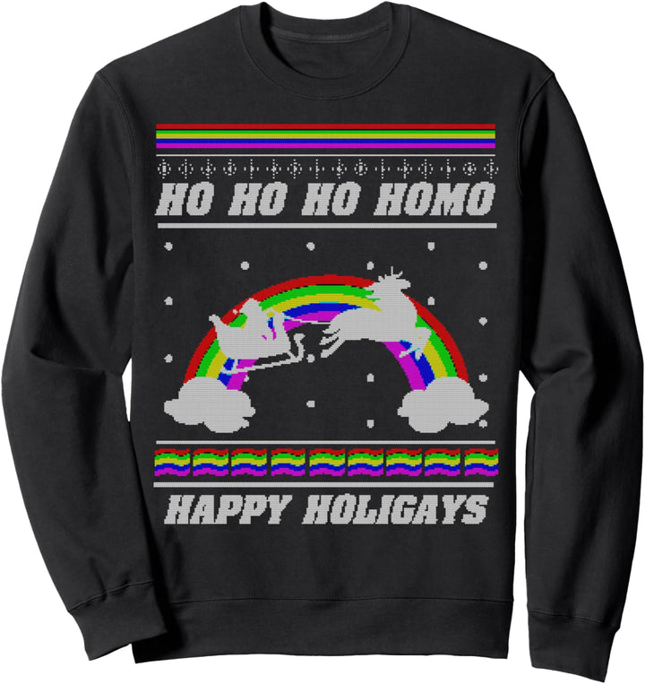 Ho Ho Ho Homo Happy Holigays LGBT Ugly Christmas Sweater Sweatshirt