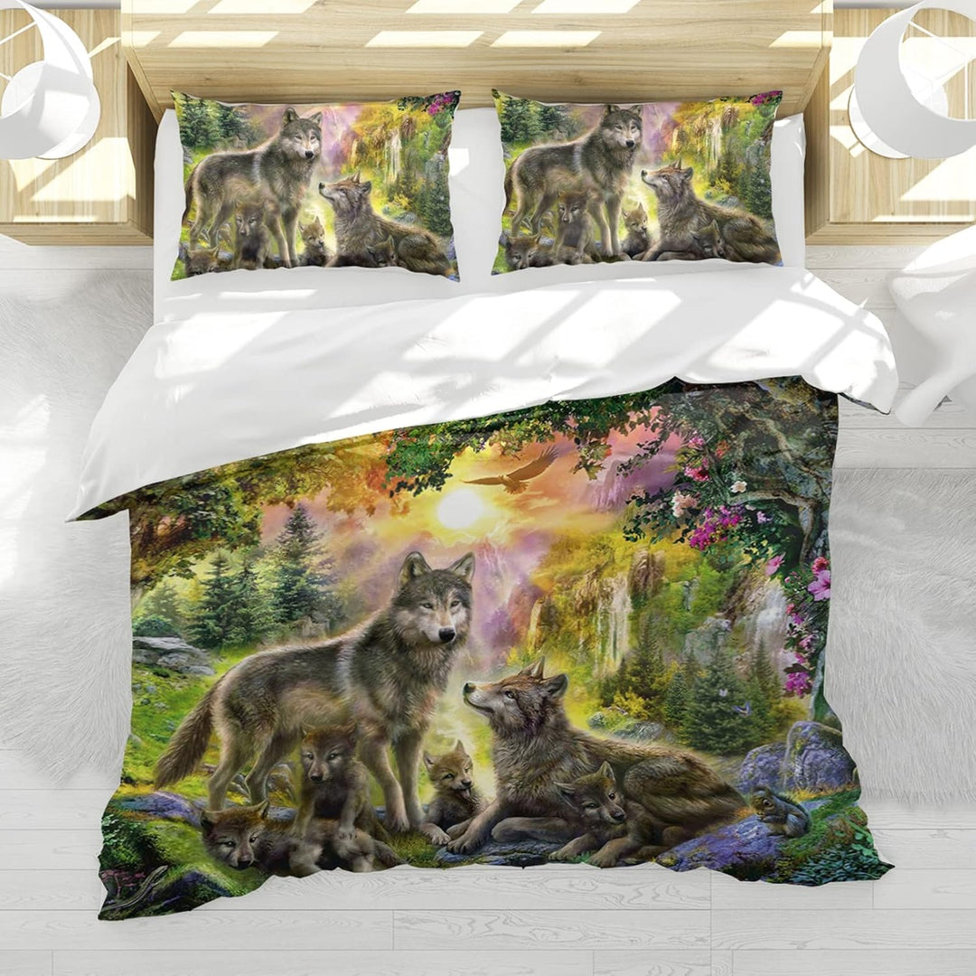 Hoimlm Wolf Bettwäsche 220x240 Mikrofaser Bettbezug mit kopfkissenbezug, Jungen Teens bettwäsche Set