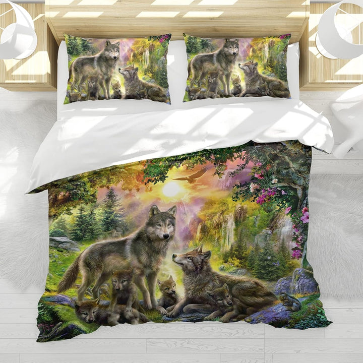 Hoimlm Wolf Bettwäsche 220x240 Mikrofaser Bettbezug mit kopfkissenbezug, Jungen Teens bettwäsche Set