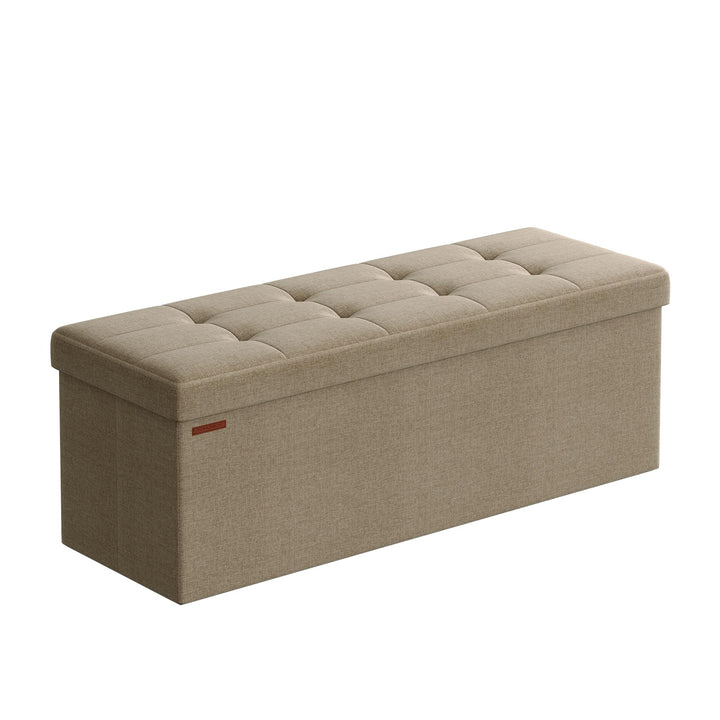 SONGMICS Sitzhocker mit Stauraum, klappbare Sitzbank, 38 x 110 x 38 cm Fussbank, Aufbewahrungsbox, b