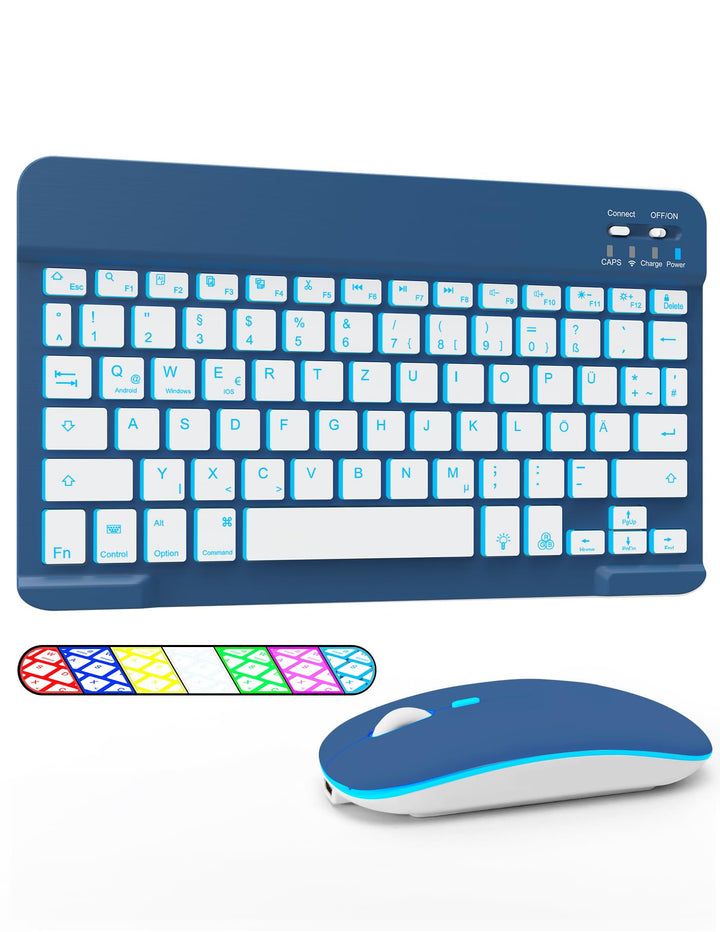 LAMA Kabellose Bluetooth Tastatur & Maus, wiederaufladbare Universal Tablet Tastatur, kompatible mit