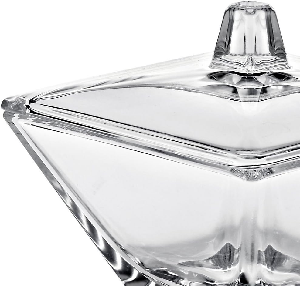 CRISTALICA Dose mit Deckel Bomboniere Klara 11 X 11 cm Hochwertiges Glas Moderner Zeitloser Style