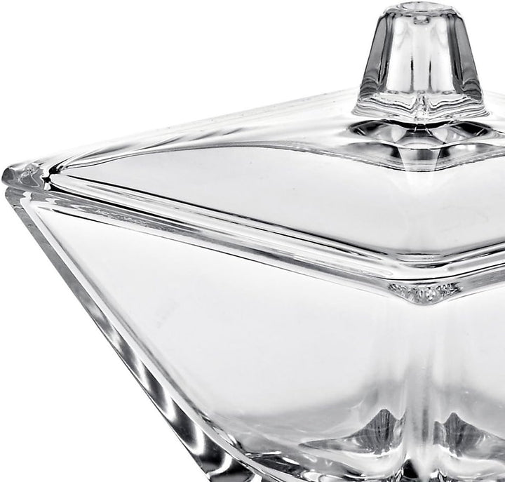 CRISTALICA Dose mit Deckel Bomboniere Klara 11 X 11 cm Hochwertiges Glas Moderner Zeitloser Style