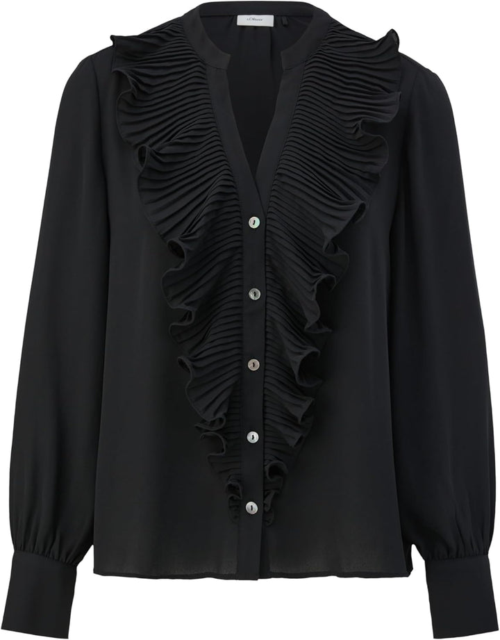 s.Oliver BLACK LABEL Damen Bluse mit Rüschen 34 Schwarz, 34 Schwarz