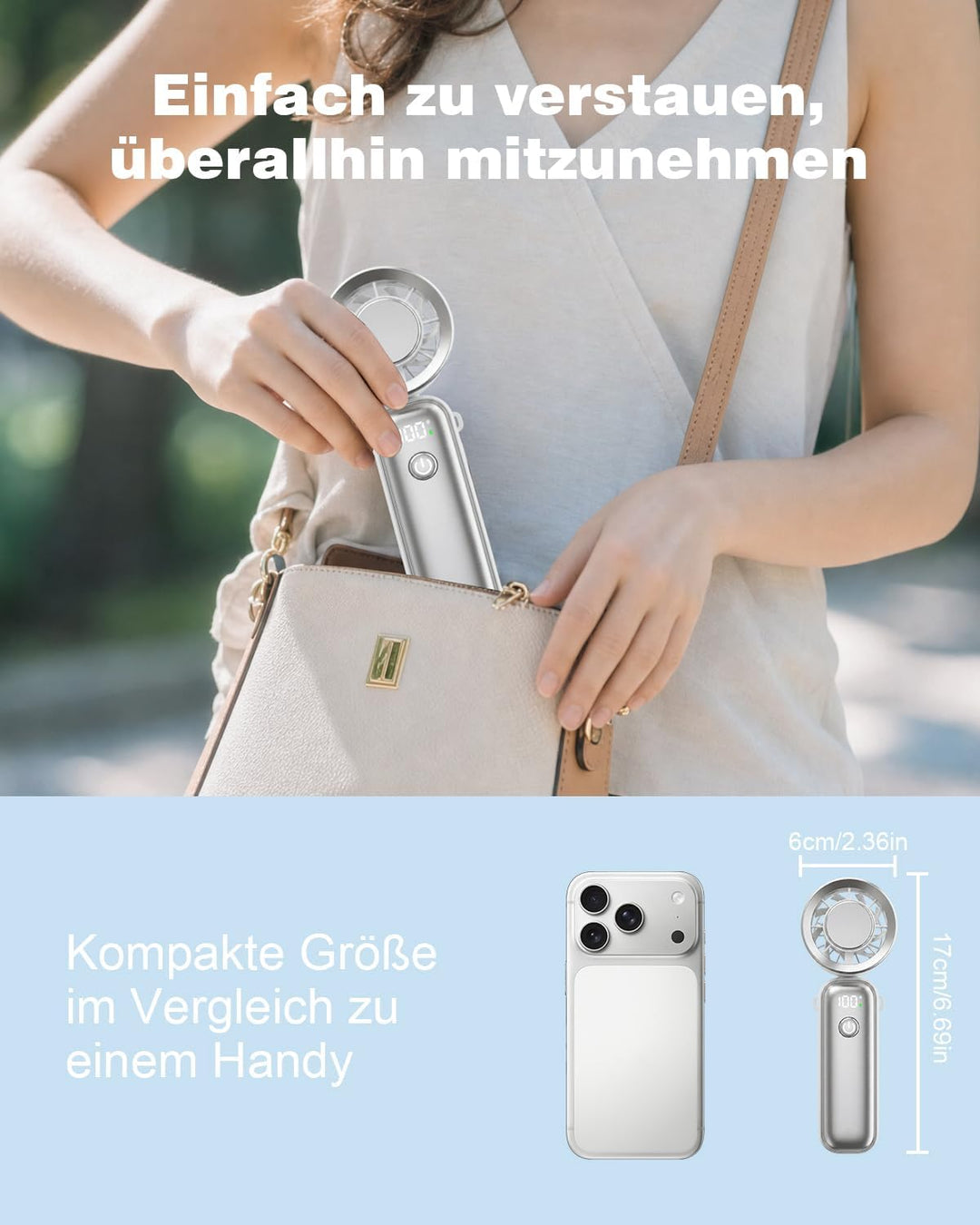 Spopal Klein Handventilator, Tragbarer Turbo-Ventilator mit Kühleffekt | 1-100 einstellbare Lüfterst