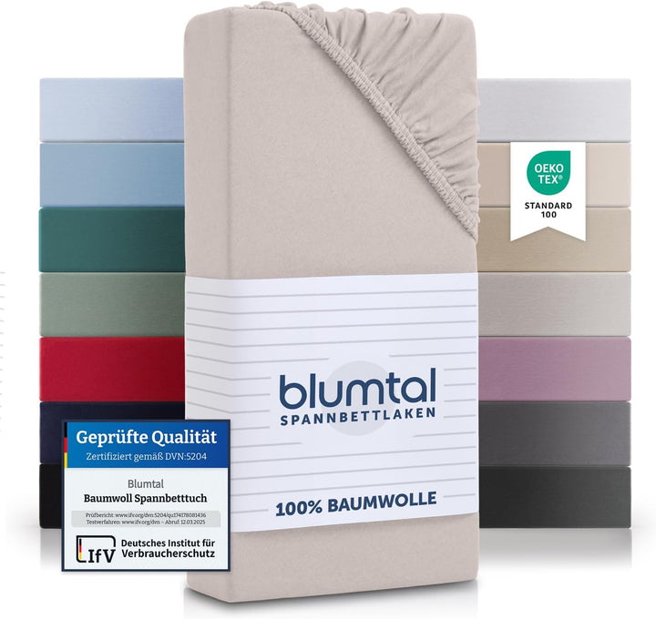 Blumtal® Basics Spannbettlaken 100x200cm Jersey im 2er Set - Bettlaken 100x200cm aus 100% Baumwolle