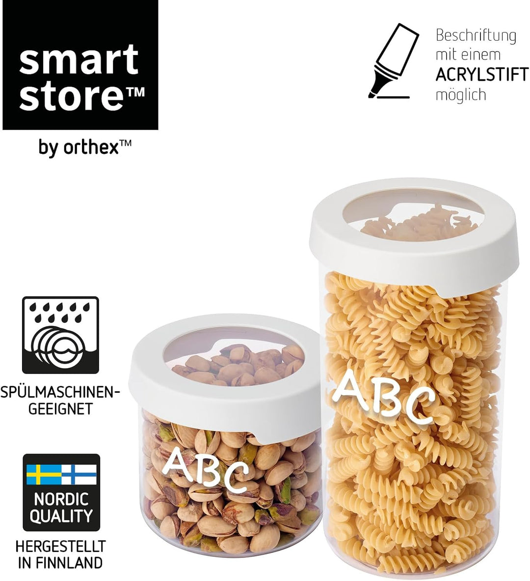 SmartStore Runde Vorratsdosen mit Deckel 0.75L und 1.45L – 6er Set – Kunststoff-Lagerung Box mit Dec