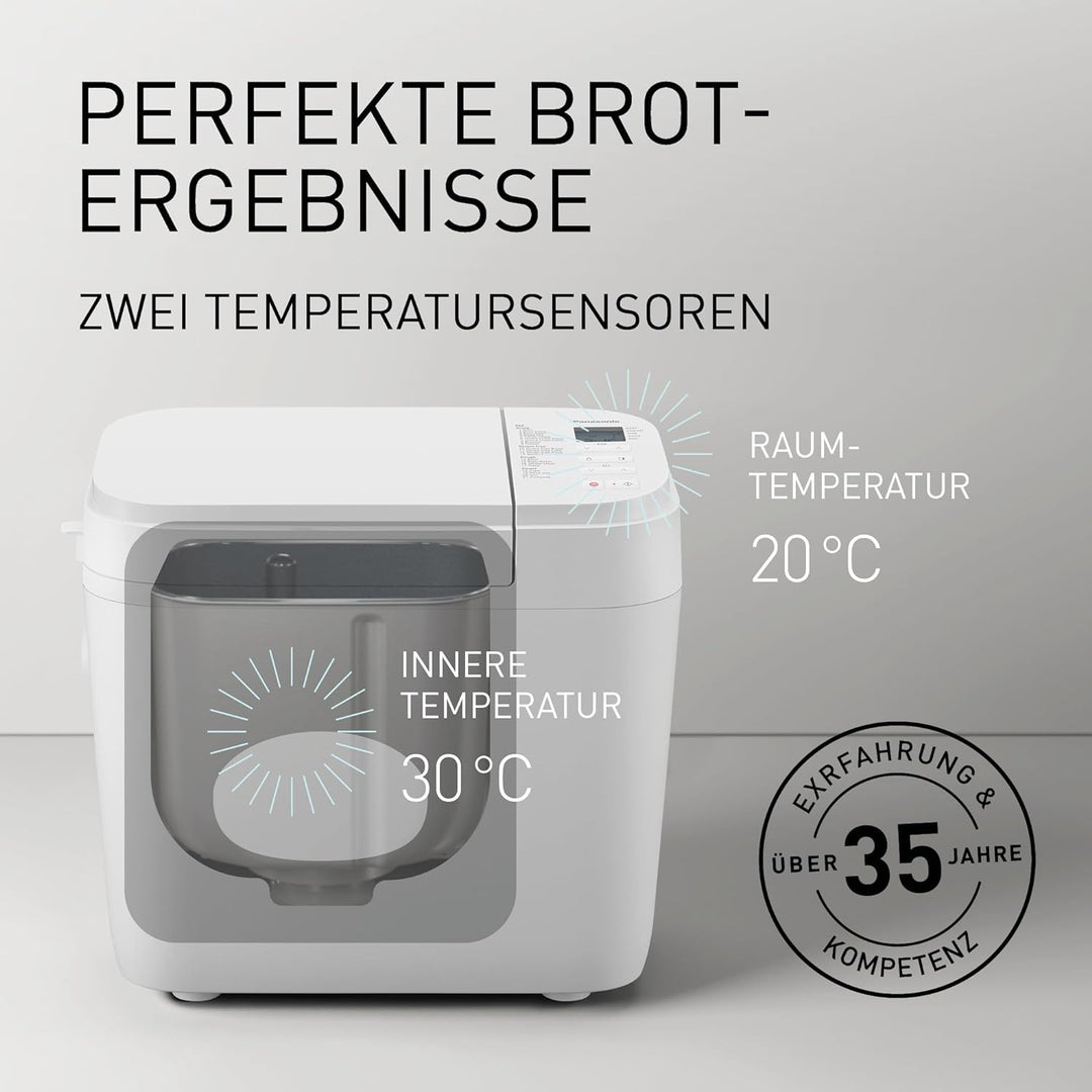 Panasonic SD-B2510W Vollautomatischer Brotbackautomat, 4 glutenfreie Programme, horizontales Design,