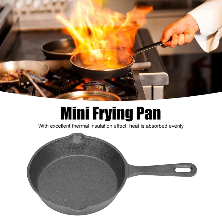 14cm Gusseisenpfanne, Rund Grillpfanne Gusseisen Pfanne Bratpfanne mit Griff Kochen Eisenpfanne für