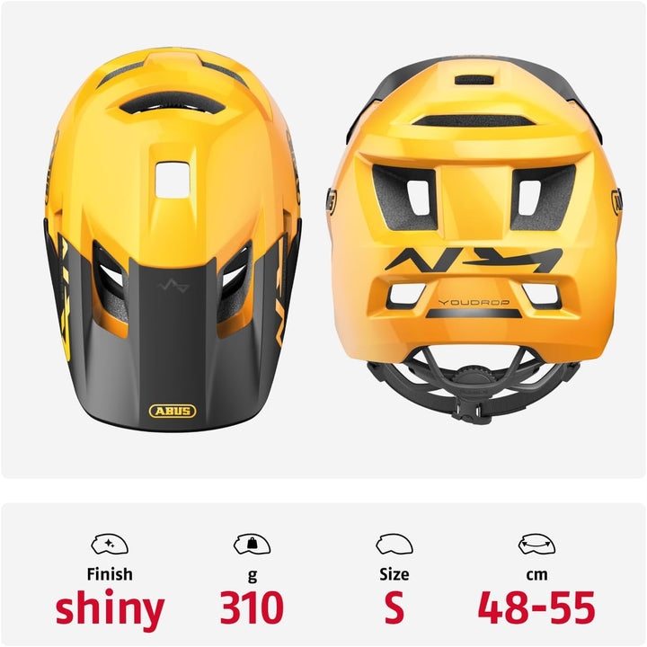ABUS MTB-Helm YouDrop - Fahrradhelm für Kinder und Jugendliche - für den Alltag oder Touren im Gelän
