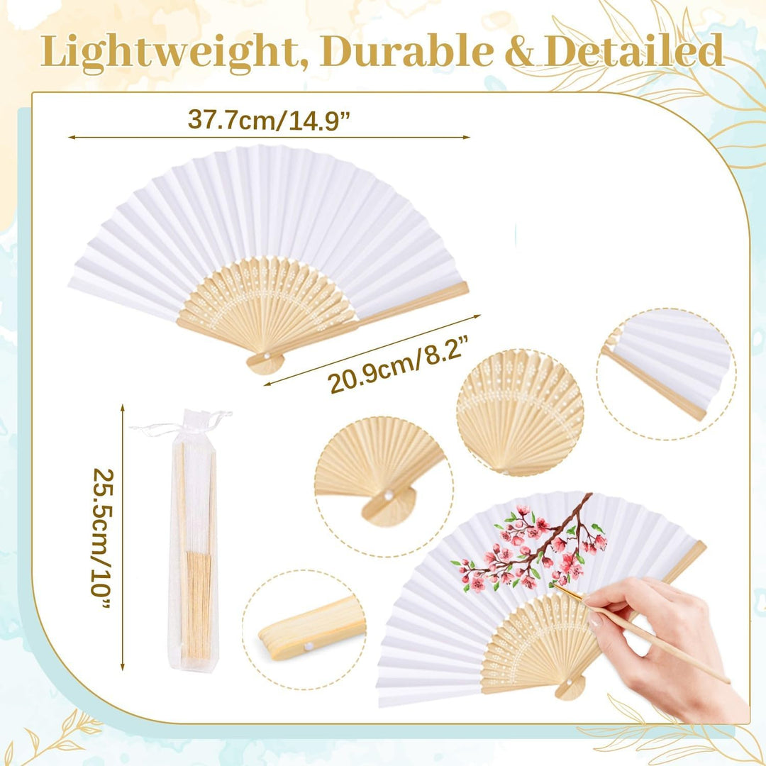 iZoeL 24 STK Handfächer Hochzeit Fächer Weiss Hochzeitsfächer Hochzeit Faltsfächer Gäste Geschenk Ba