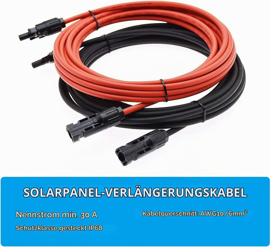 Solarkabel 6mm2,Solarkabel Verlängerung 8m, Solarkabel Verlängerungskabel,Photovoltaik Solarkabel,Ve