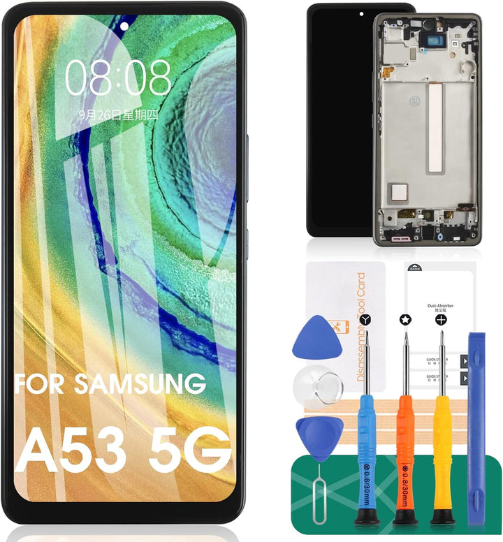 TFT Ersatz-LCD-Display für Samsung Galaxy A53 5G, SM-A536, Touch-Digitizer-Reparatur-Set mit Rahmen