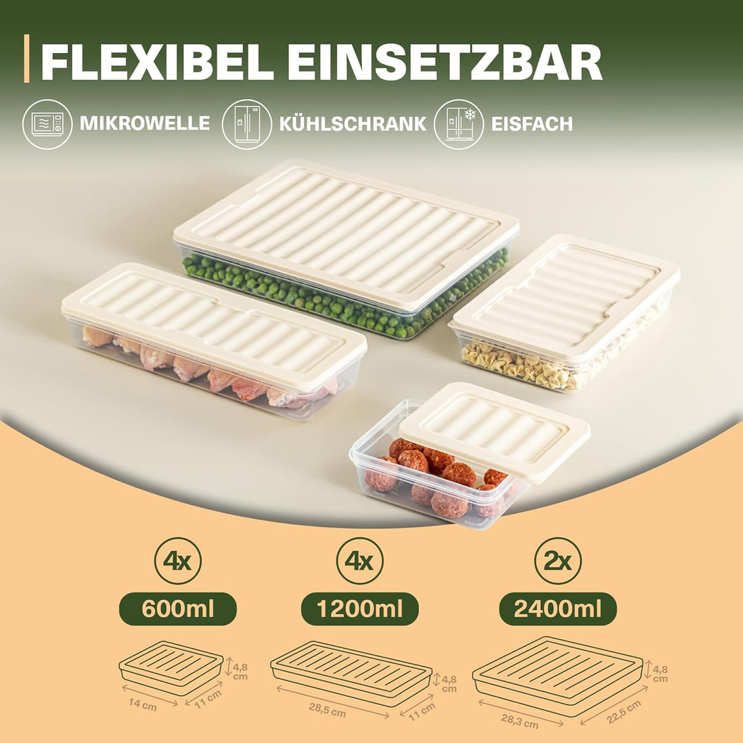 Viwares Stapelbare Gefrierdosen 10er Set, Gefrierfach & Kühlschrank Organizer mit Deckel, Frostfest