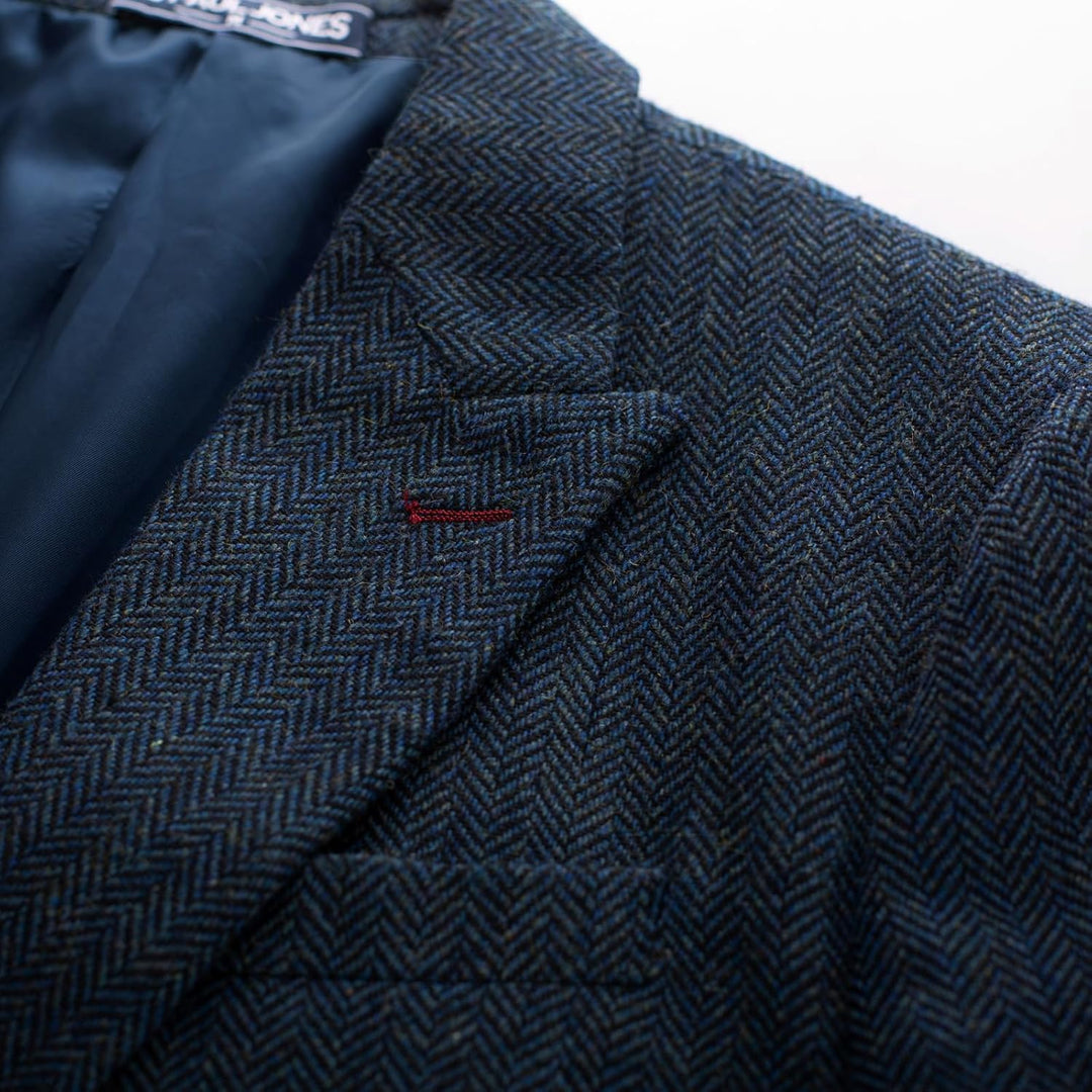 PJ PAUL JONES Sakko Herren Vintage British Blazer 2 Knöpfe Business Anzugjacke Tweed Sakko S Dunkelb