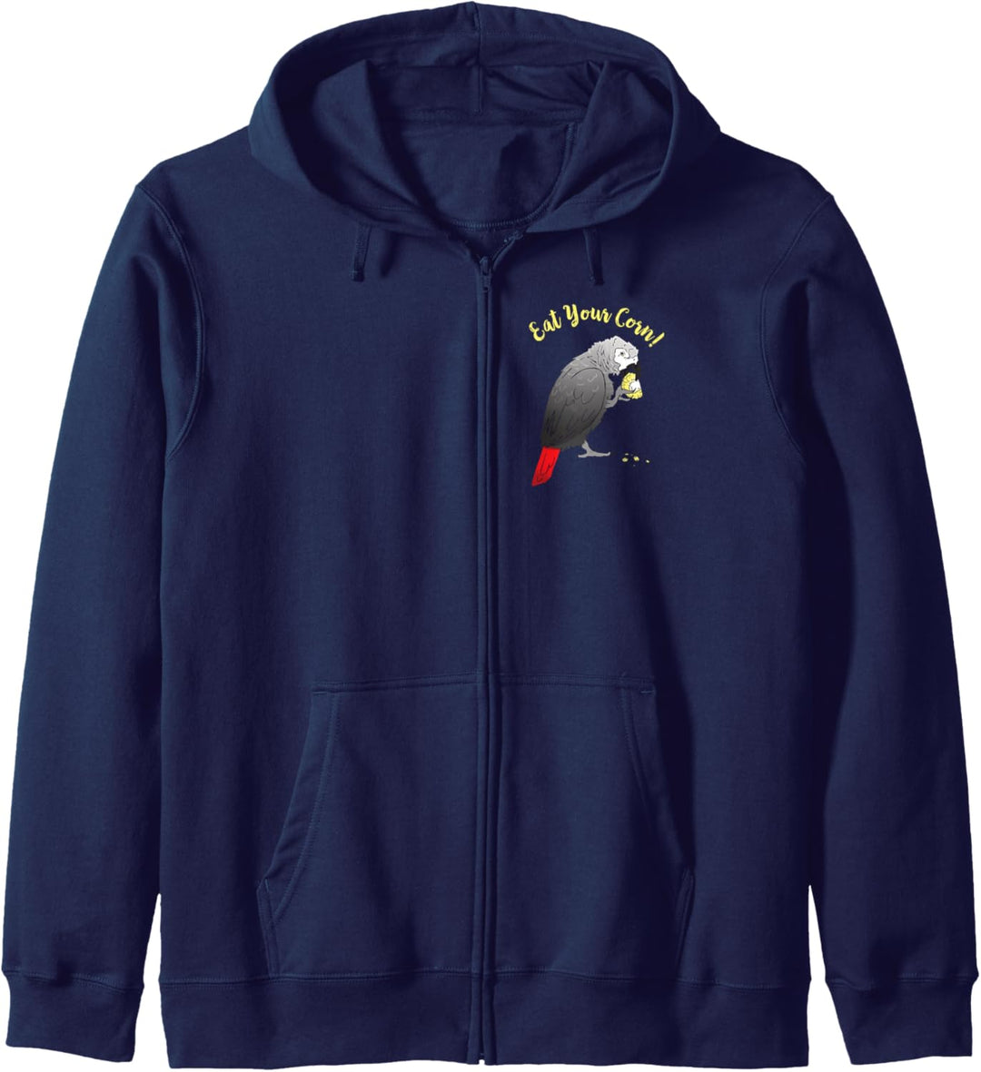 African Grey Papagei Essen Mais Kapuzenjacke