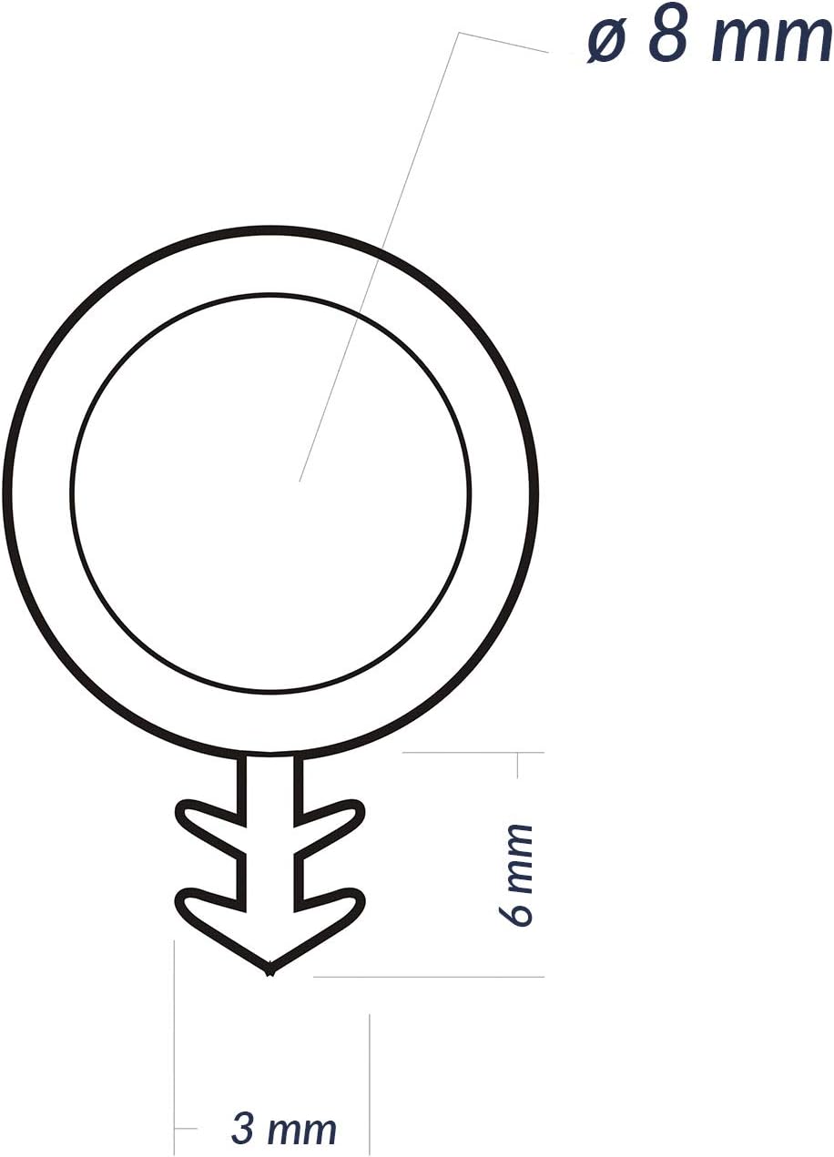 DQ-PP SCHLAUCHDICHTUNG | schwarz | 10 Meter | TPE Gummi | STD-03 | Schlauchdurchmesser: 8mm Nutbreit