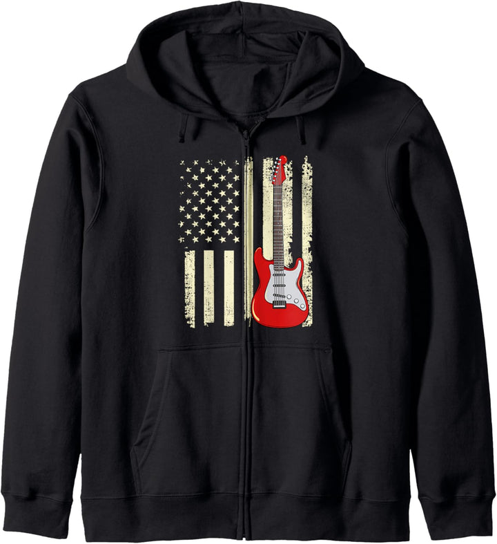 Amerikanische US-Flagge Gitarre Gitarrist Gitarrespieler Kapuzenjacke