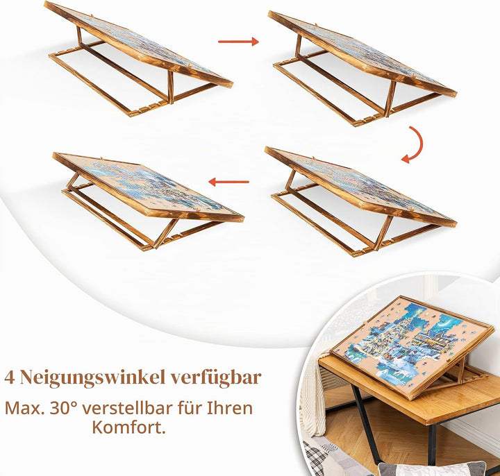 Becko US 1000 Piece Jigsaw Puzzle Board with Clear Cover, Jigsaw Puzzle Table Double Sided Board wit