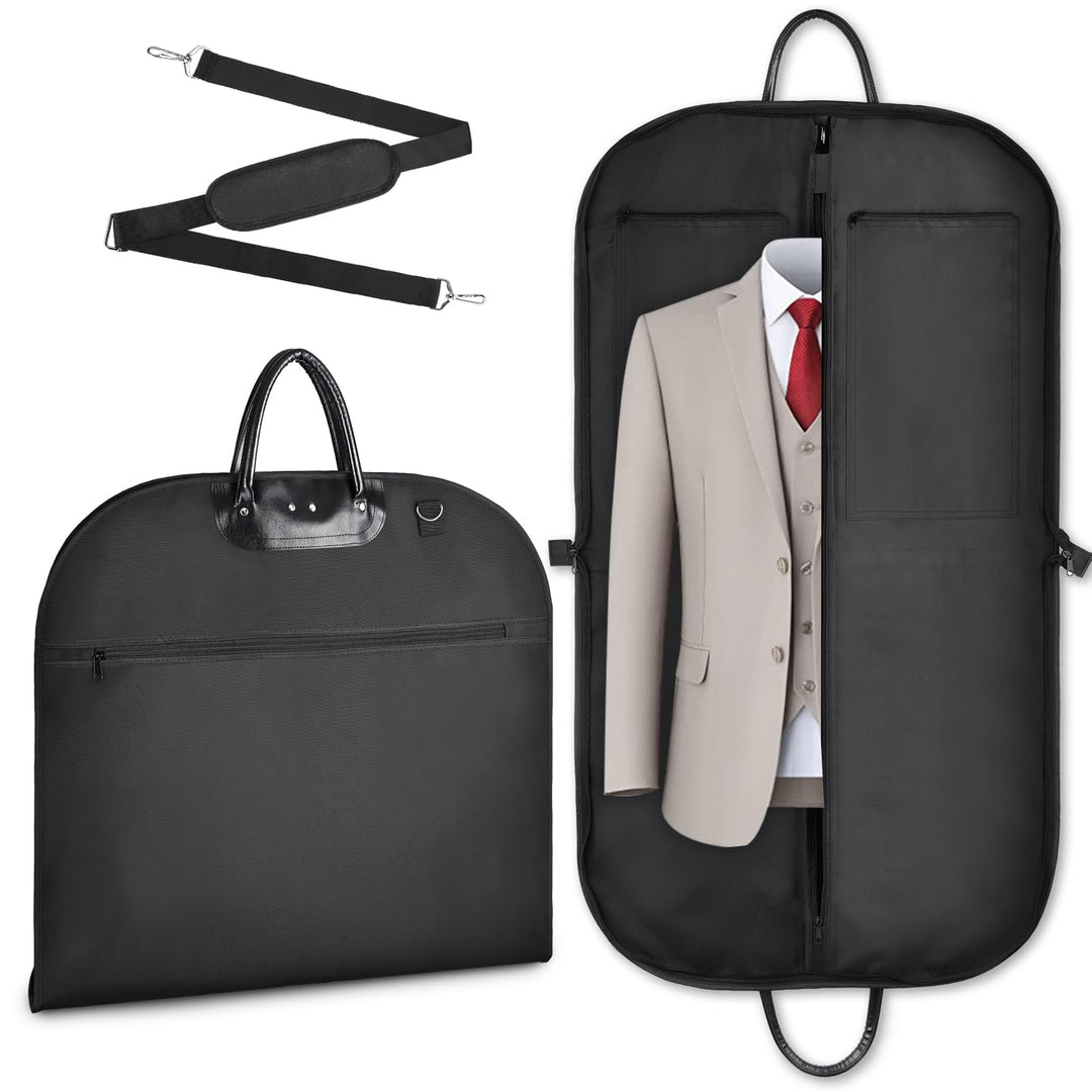 ecooe Anzugtasche mit Aufbewahrungstaschen und Schultergurt, Verdicken Schwarz Kleidersack für Anzug