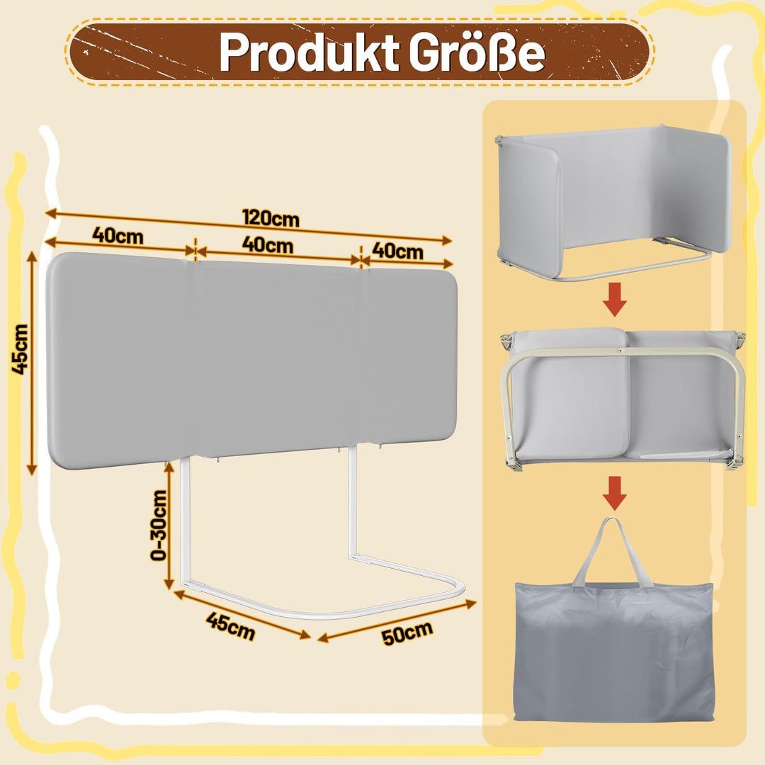 Ollewiellan 120CM Bettgitter Boxspringbett Klappbar,Bettschutzgitter Rausfallschutz für Kinder,Kinde
