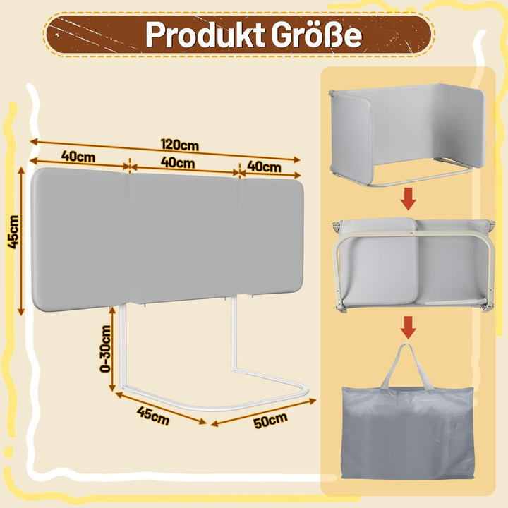 Ollewiellan 120CM Bettgitter Boxspringbett Klappbar,Bettschutzgitter Rausfallschutz für Kinder,Kinde