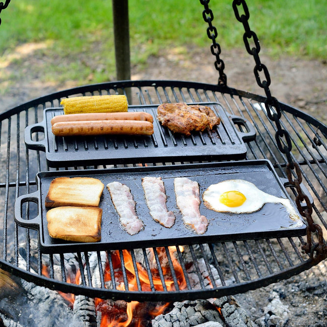Rosenstein & Söhne Grillplatte Induktion: Gusseiserne Wende-Grillplatte für Ofen, Herd & Grill, 46 x