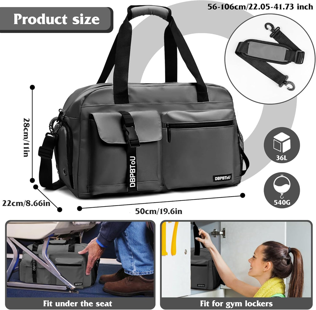 Sporttasche Damen Herren, Reisetasche mit Schuhfach, Trainingstasche mit Nassfach, wasserdichte Week