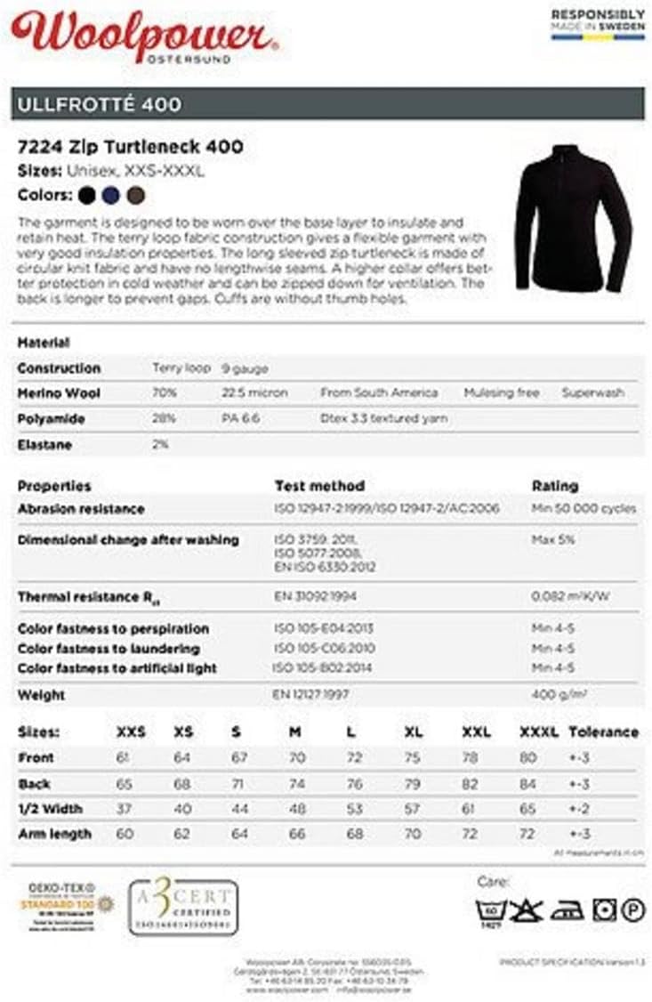 Woolpower Zip Turtleneck 400