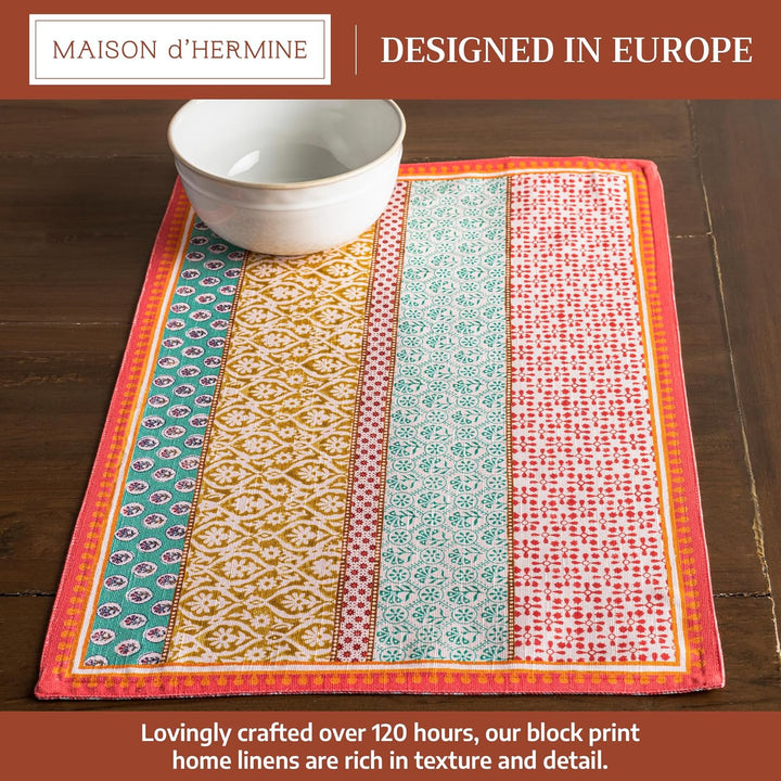 Maison d' Hermine Provence 100% Baumwolle Set mit 4 Tischsets für den Esstisch | Küche | Hochzeit |