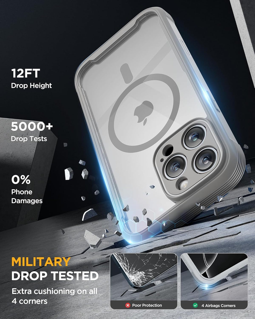Miracase 360 Grad für iPhone 16 Pro Max Hülle 6,9 Zoll mit Magsafe, Eingebaut Glas Schutzfolie Kompl