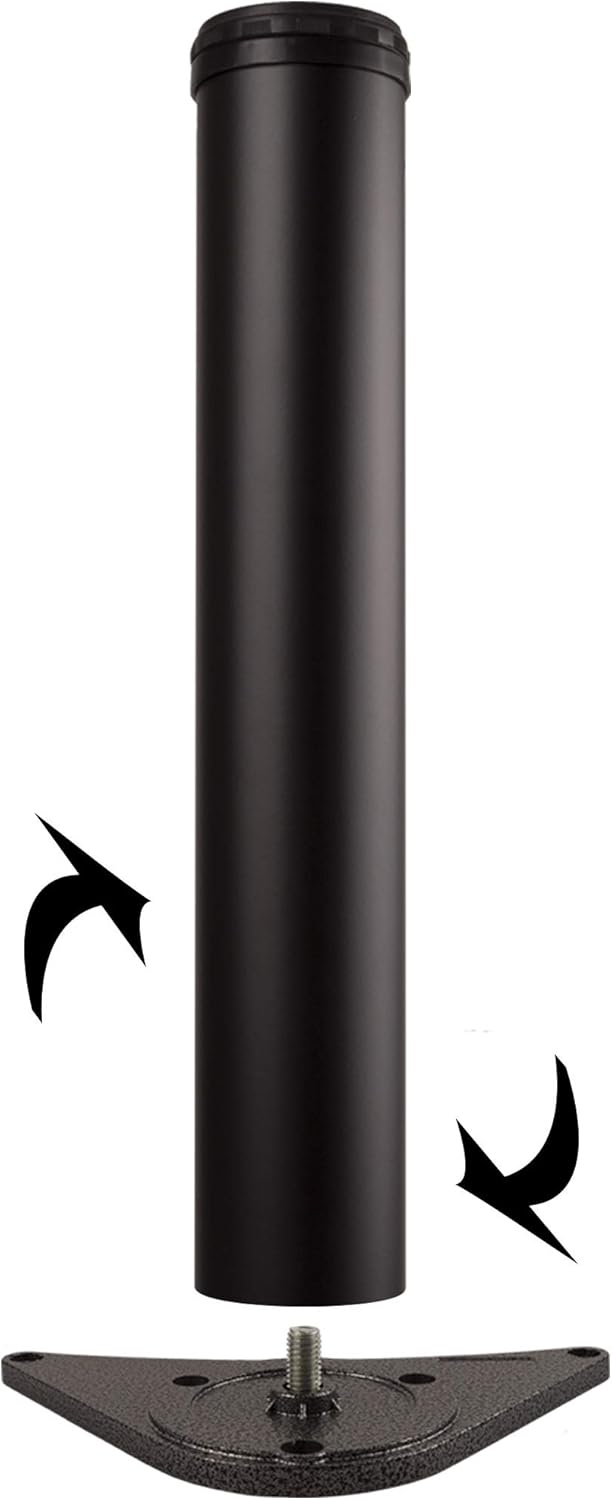 Stahlia 4 x Tischfuss Ø60 mm SCHWARZ MATT Tischbeine Möbelfuss |Höhe 560 mm|höhenverstellbar + 30 mm