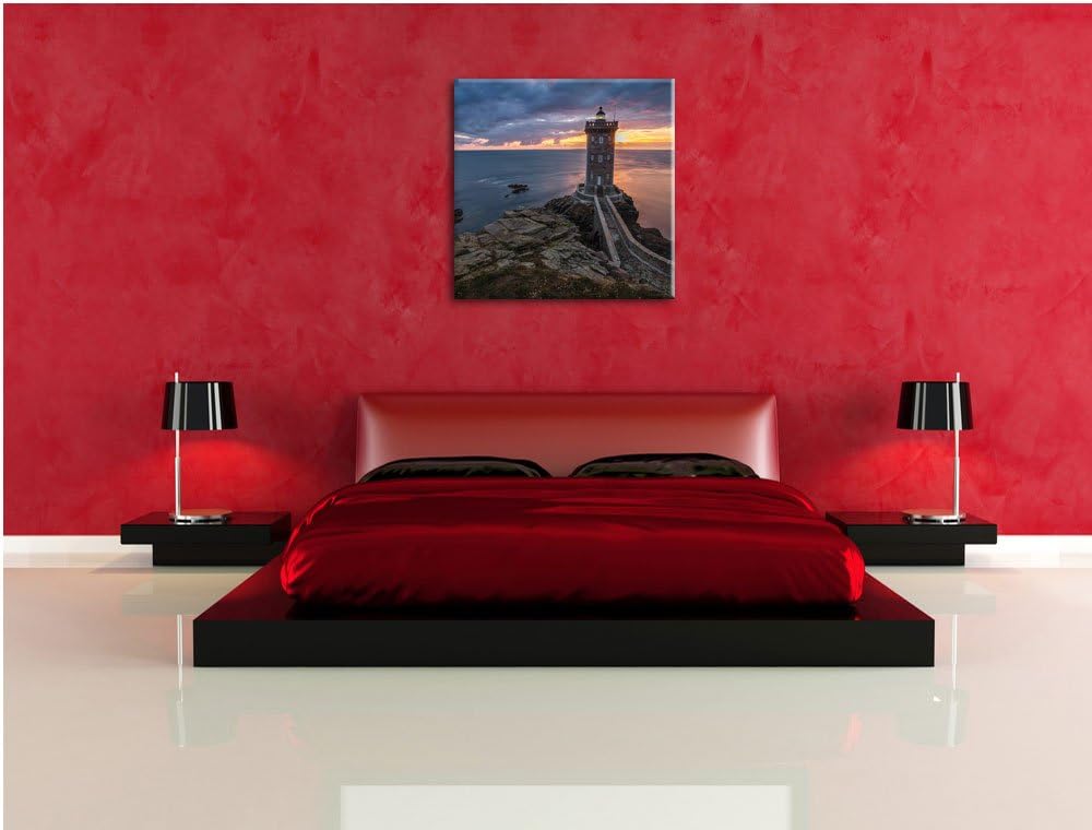 Pixxprint Leuchtturm im Sonnenuntergang als Leinwandbild/Grösse: 70x70 cm/Wandbild/Kunstdruck/fertig