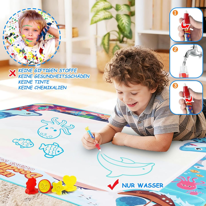 Spielzeug Kinderspielzeug ab 1, 2, 3 Jahren - Malmatte mit Wasserstift, Aqua Magic Doodle Painting M