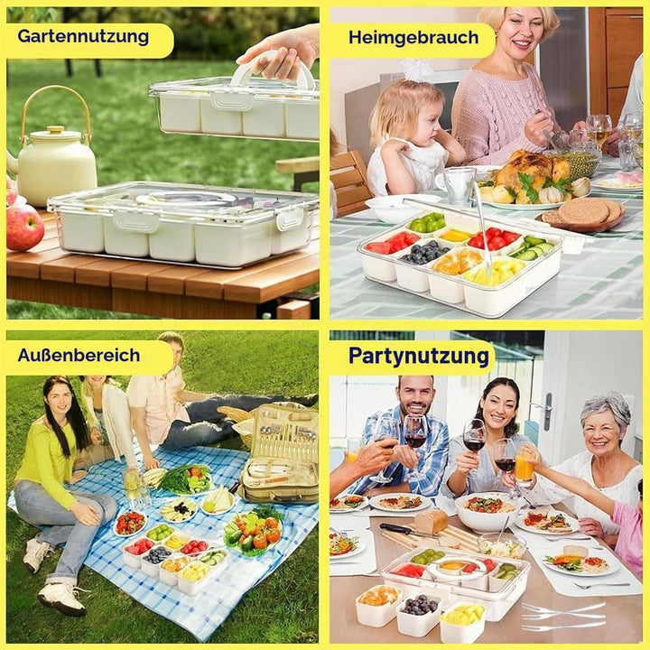 Camping Geschirr Set,Plastikgeschirr mit Edelstahl Campingbesteck,Unzerbrechliches Geschirr Set,Leic