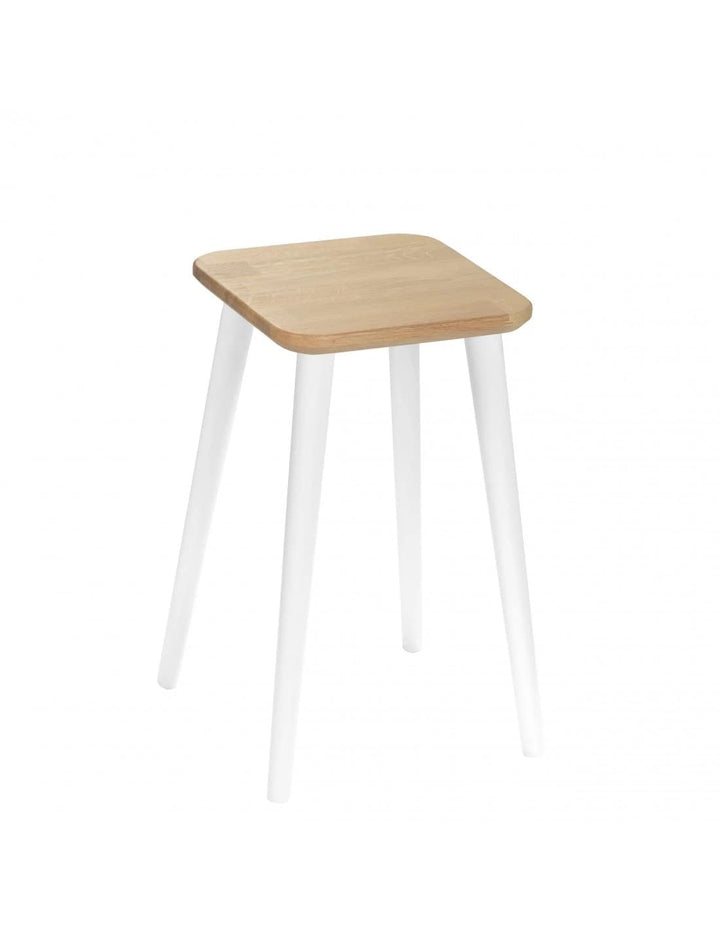 Massiver moderner Hocker aus Eichenholz in quadratischer Form hergestellt in EU (Buchenholz weisse B