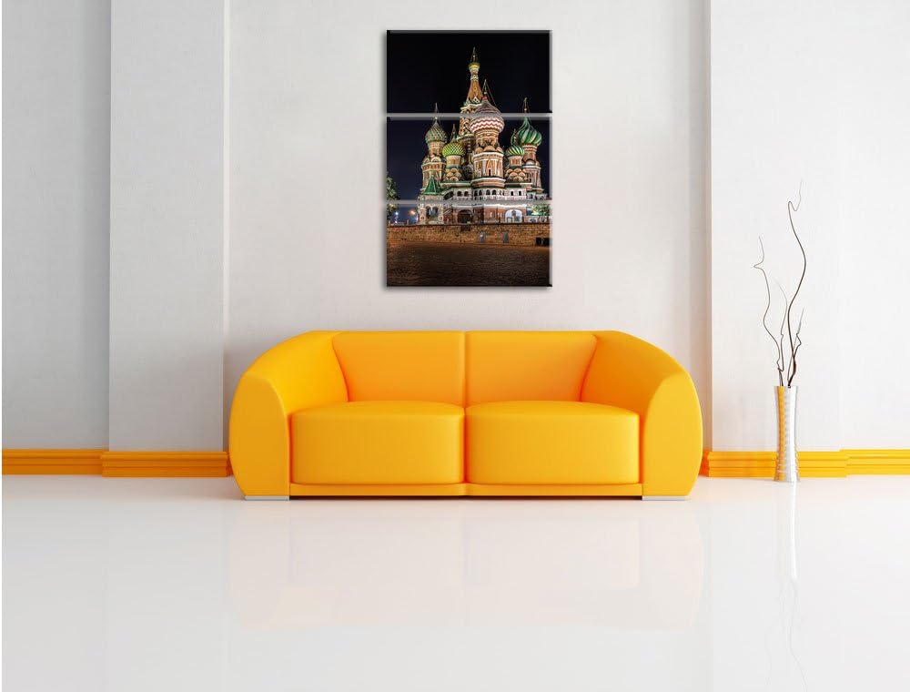 Pixxprint Basilius Kathedrale in Moskau 3-Teiler Leinwandbild 120x80 Bild auf Leinwand