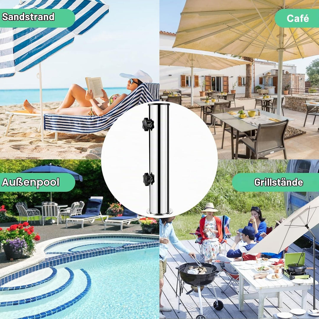 efuturetime Sonnenschirm Standrohre Universal Halterung Balkon Einstellbar Universal mit 3 PVC Reduz