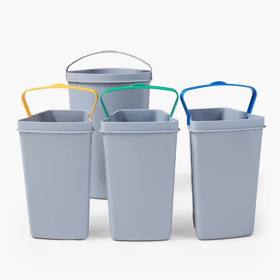 [en.casa] Einbau-Mülleimer Küche Kollby Mülltrennsystem 4fach für Unterschrank 50 cm breit 3 x 6L+1