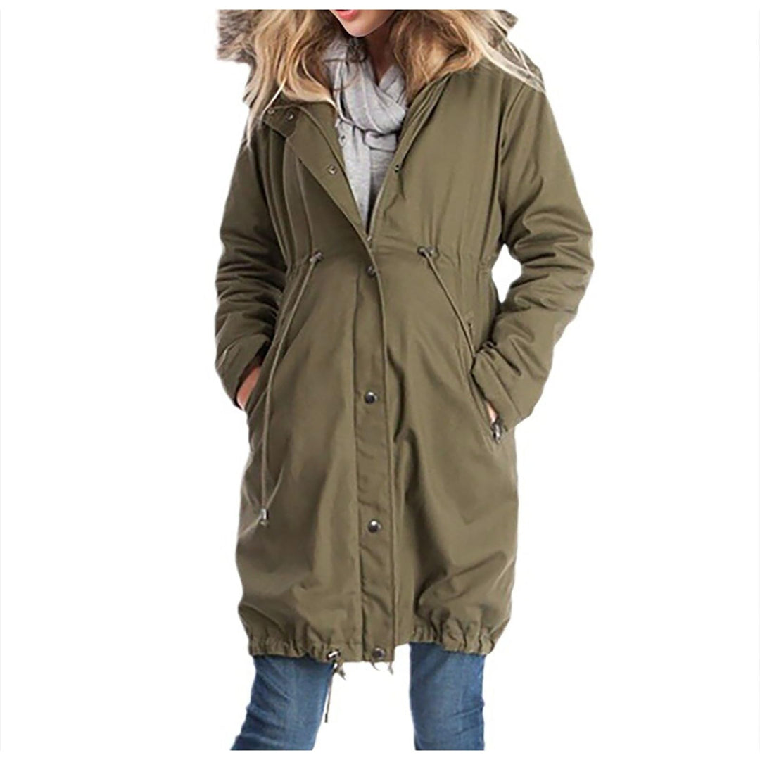 2025 3-in-1 Umstandsjacke für Damen, Baumwolle, warm, mit Fellkragen, Umstandsjacke und Parka, mit v