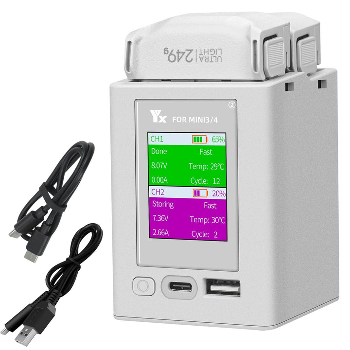 LYONGTECH LCD Akku Ladegerät für DJI Mini 3,Mini 4/3 Pro Drohne,Parallel Akkuladestation, Charger Hu