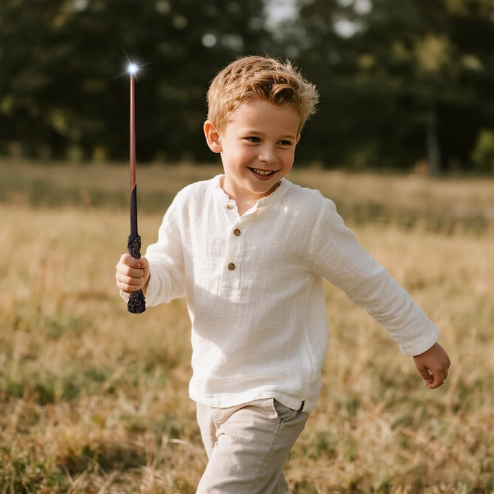 NAVESO 35CM Zauberstab mit Licht, USB Aufladung Zauberstab In Geschenkbox mit Zauberspruchkarte, Bah