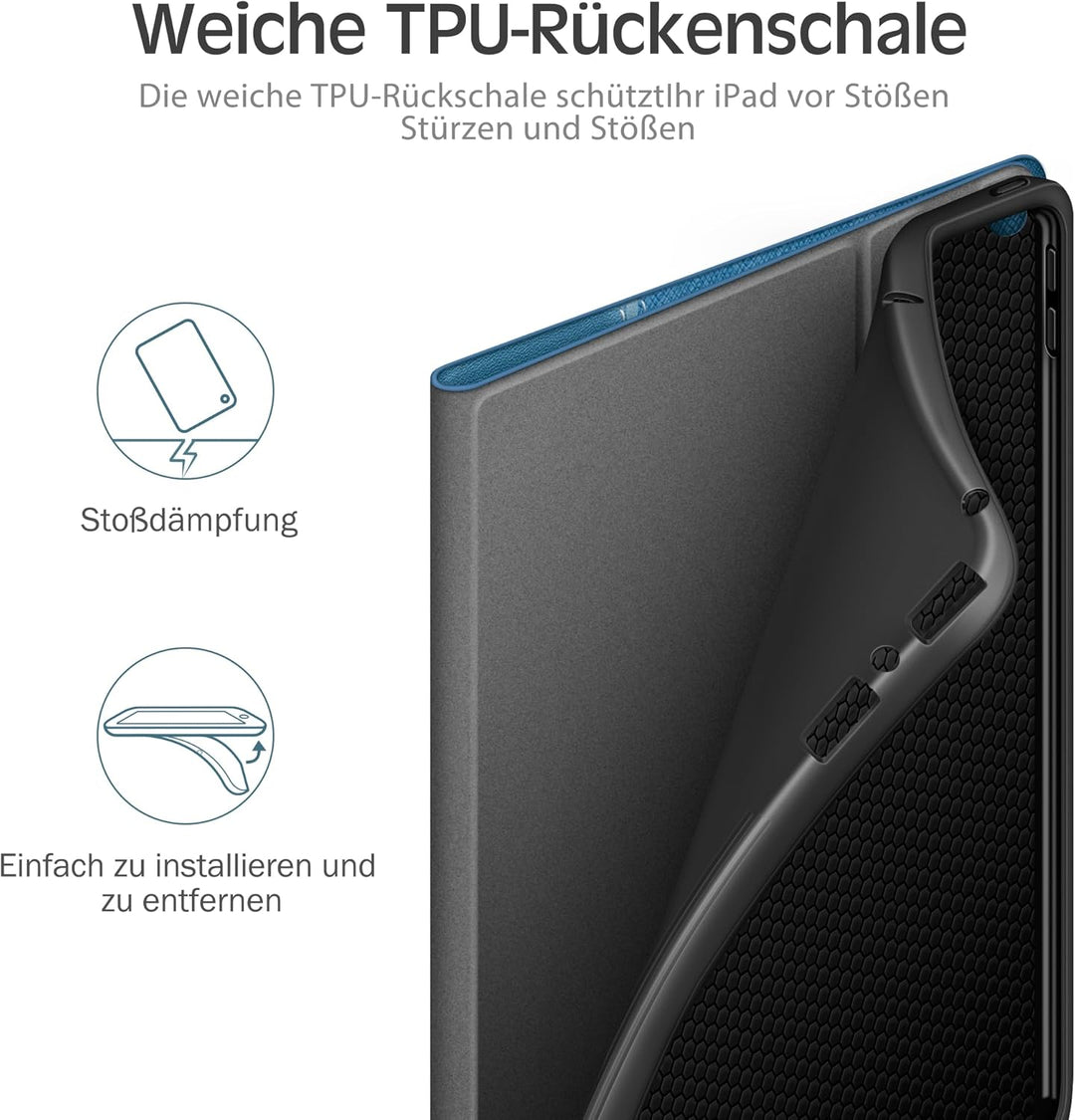 KingBlanc Hülle für iPad 9. / 8. / 7. Generation (2021/2020/2019) mit Stifthalter, Auto Schlaf/Wach