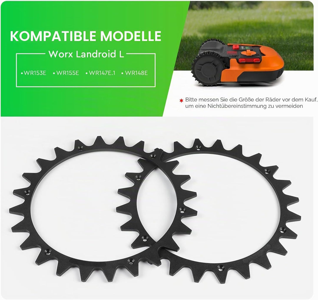 Kunststoff Spikes für Mähroboter Schwarz Ø225mm Kompatibel mit Worx Landroid L Modell - WR153E WR155