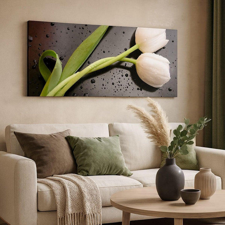 Wandbilder Dekoration Wohnzimmer Tulpen Blume Pflanzung Pflanze Panorama Bilder auf Leinwand 120x50c