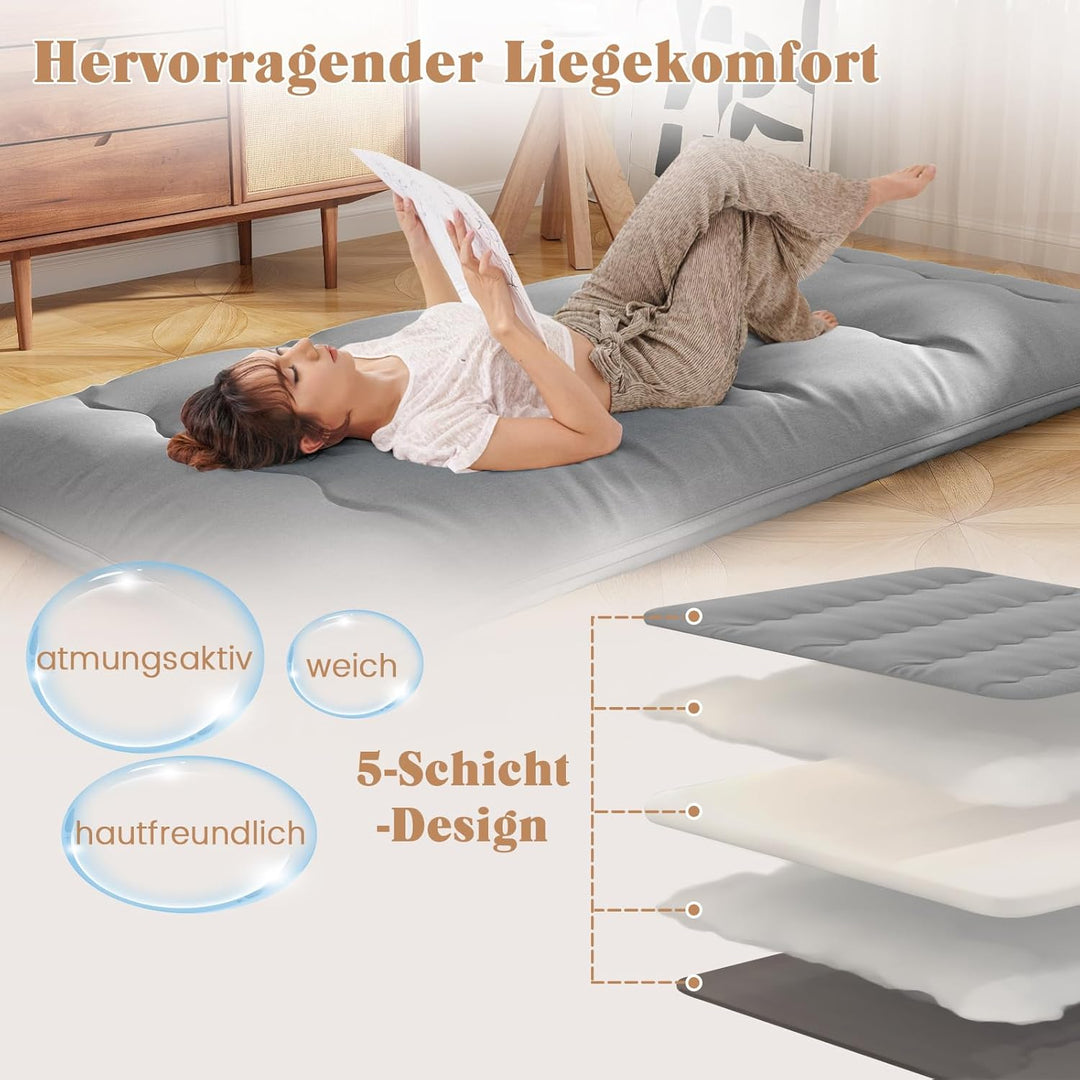 COSTWAY Japanische Futon Matratze, Tatami-Matte, Bodenmatratze, Klappmatratze mit waschbarem Bezug,