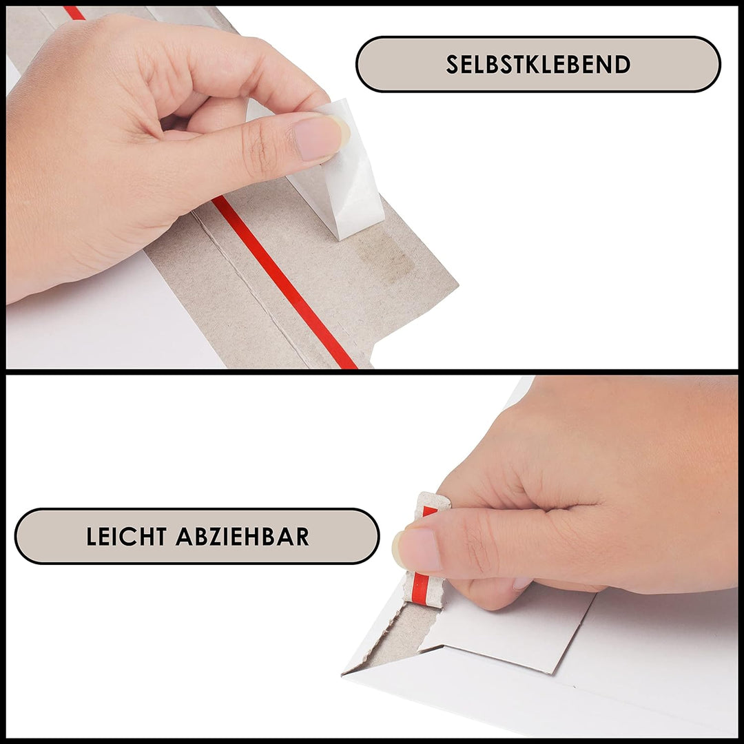 Belle Vous 100 Stk Harte Versandtaschen zum Abziehen & Versiegeln - 177 x 227 mm, 250 g/m² - Selbstk