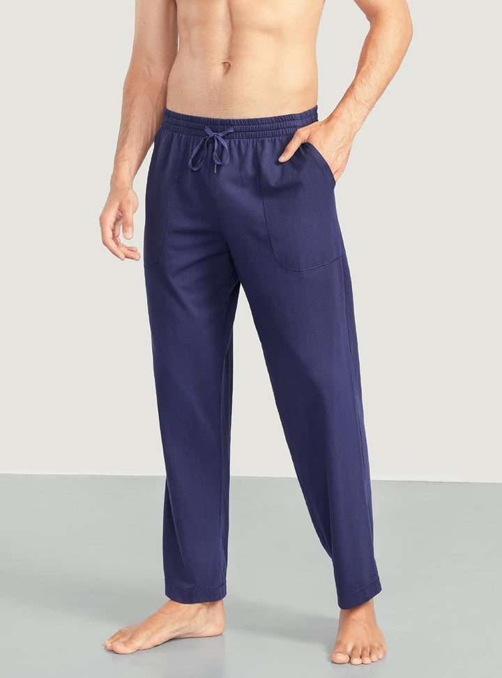 DAVID ARCHY Herren Schlafanzughose Lang & Kurz mit Eingriff Pyjama Hose mit Taschen und Band Nachtwä